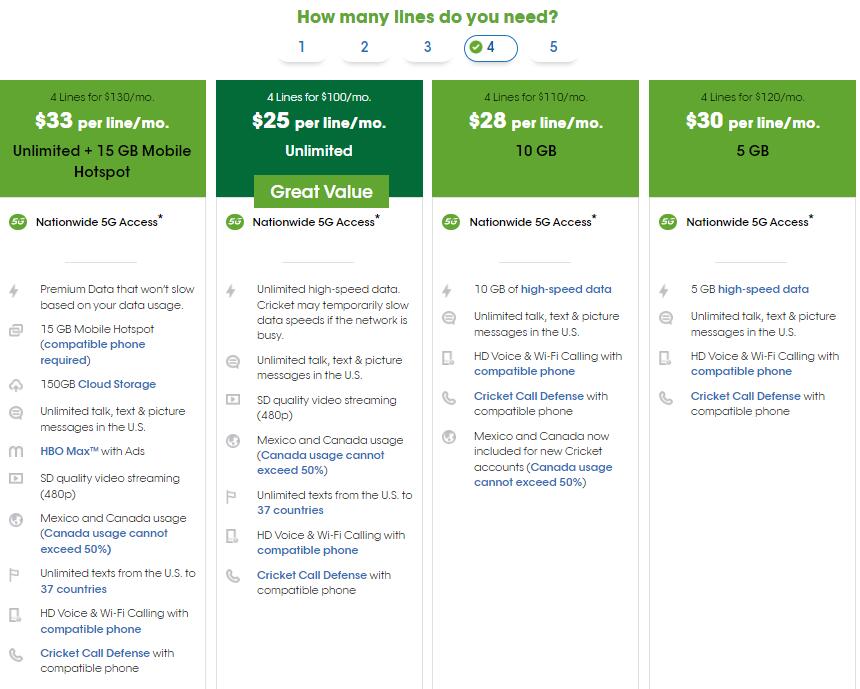 Cricket Wireless plans